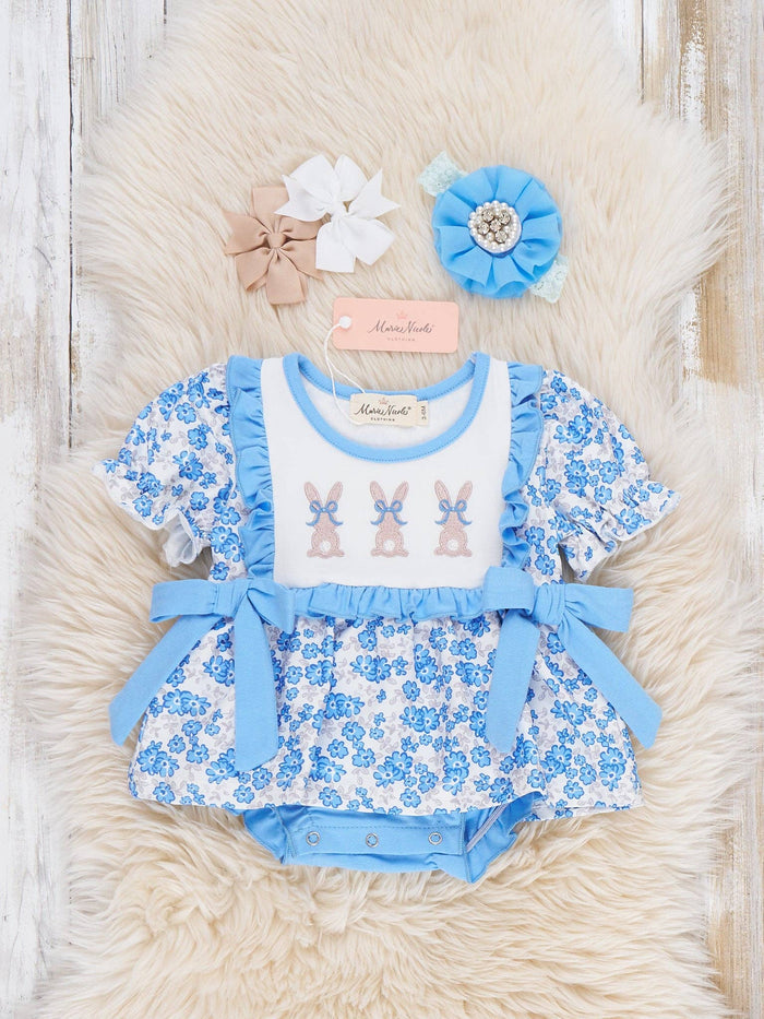 Breezy Bunnies Embroidered Bubble Romper