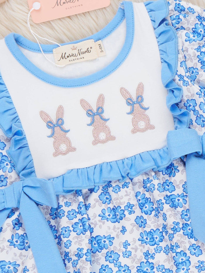 Breezy Bunnies Embroidered Bubble Romper