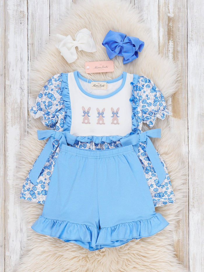 Breezy Bunnies Embroidered Ruffle Outfit