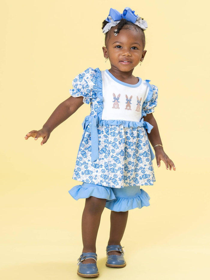 Breezy Bunnies Embroidered Ruffle Outfit