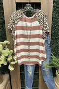 Brown Striped Leop Top