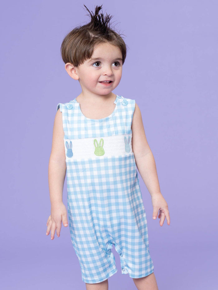 Bunny Lineup Gingham Smocked Johnny