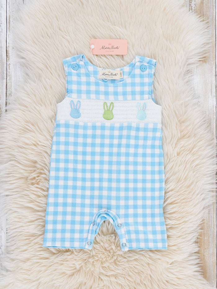 Bunny Lineup Gingham Smocked Johnny