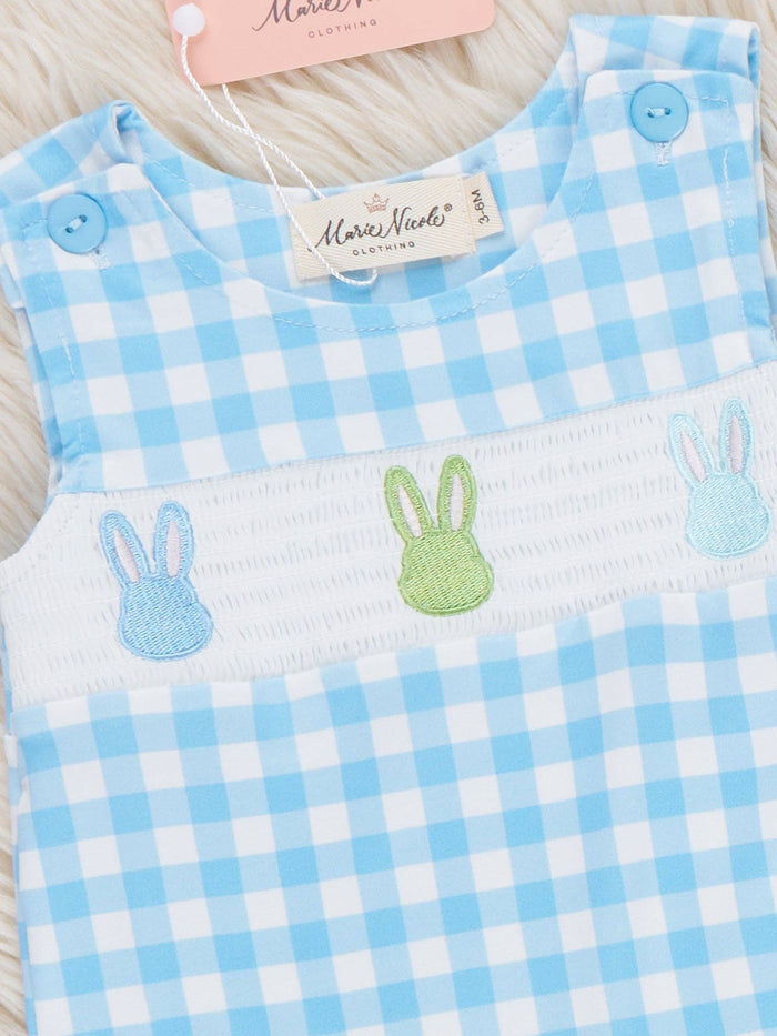 Bunny Lineup Gingham Smocked Johnny