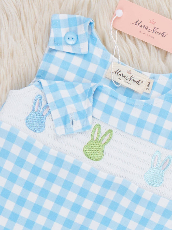 Bunny Lineup Gingham Smocked Johnny