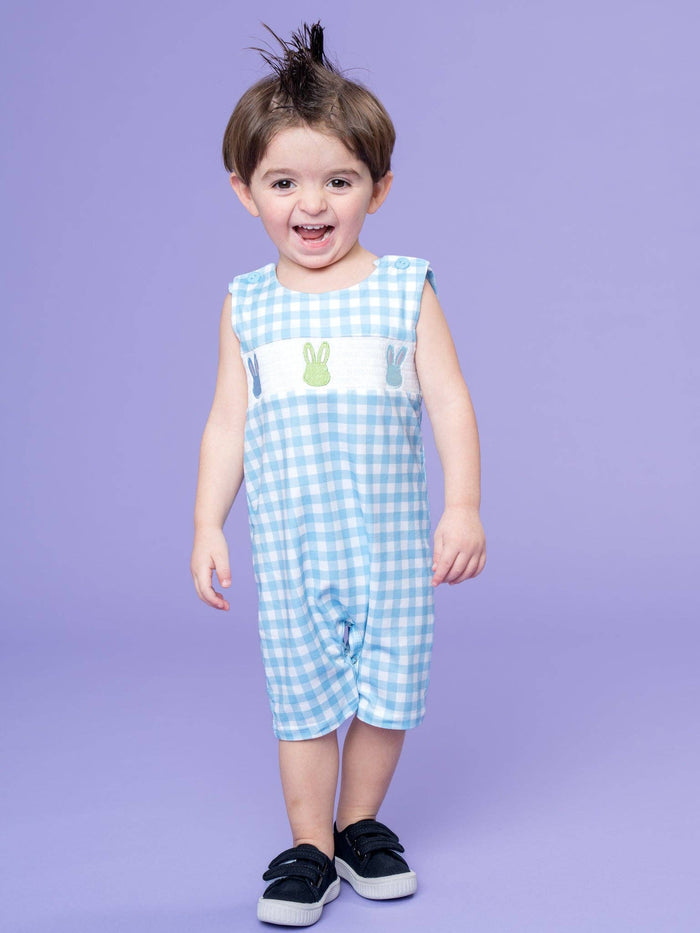 Bunny Lineup Gingham Smocked Johnny