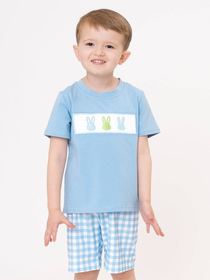 Bunny Lineup Gingham Smocked Outfit