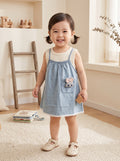 Bunny Pocket Denim Pinafore Dress