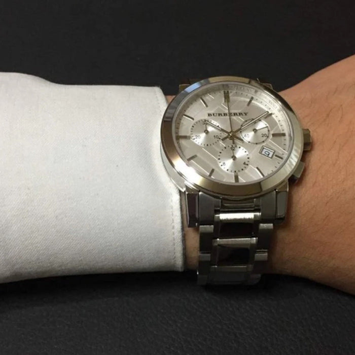 Burberry BU9750 The City Unisex Silver Chronograph Watch