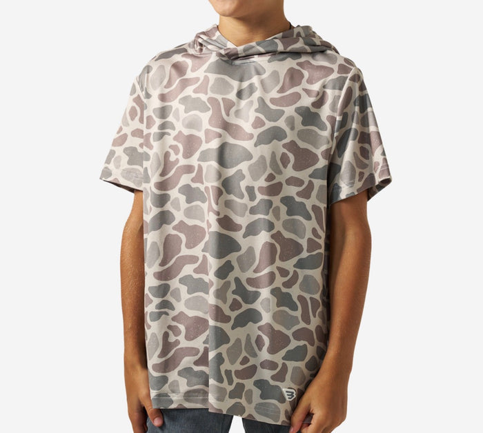 Burlebo youth ss performance hoodie - classic deer camo