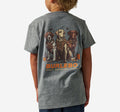 Burlebo youth ss tee - camo duck dogs - dark heather grey