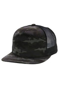 Camouflage Cotton Poly Blend 7 Panel Flat Bill Trucker Hat