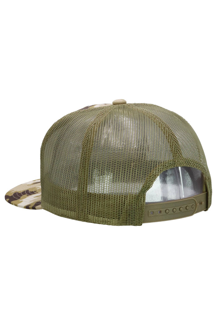 Camouflage Cotton Poly Blend 7 Panel Flat Bill Trucker Hat