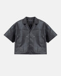Capsule Basic Pleather Boxy Fit Shirt Black