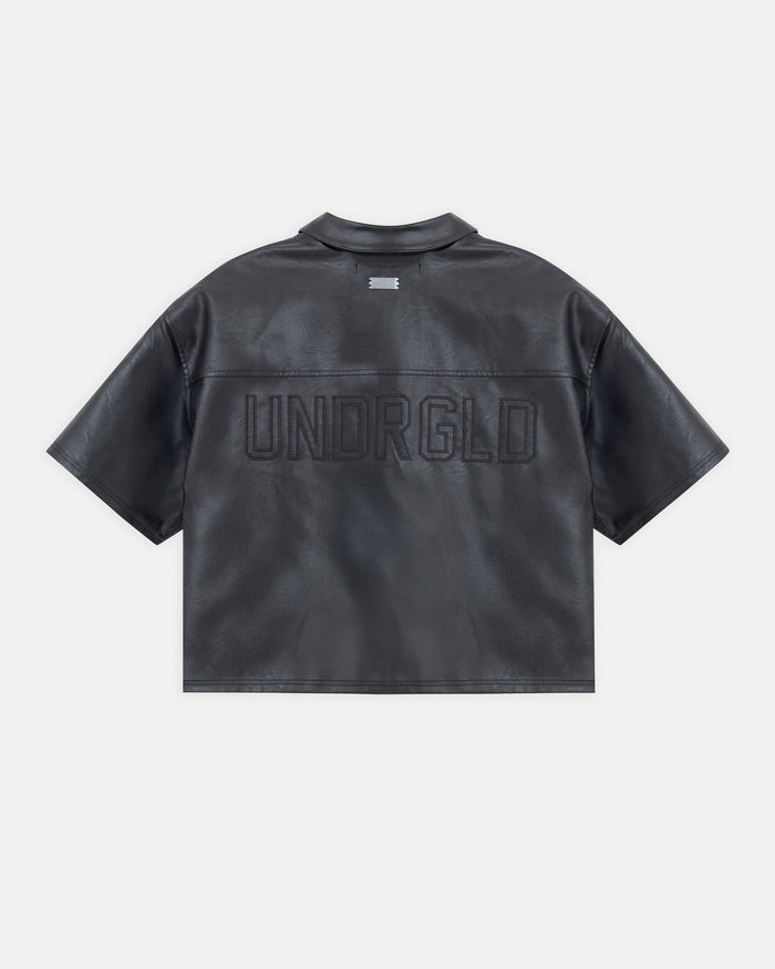 Capsule Basic Pleather Boxy Fit Shirt Black