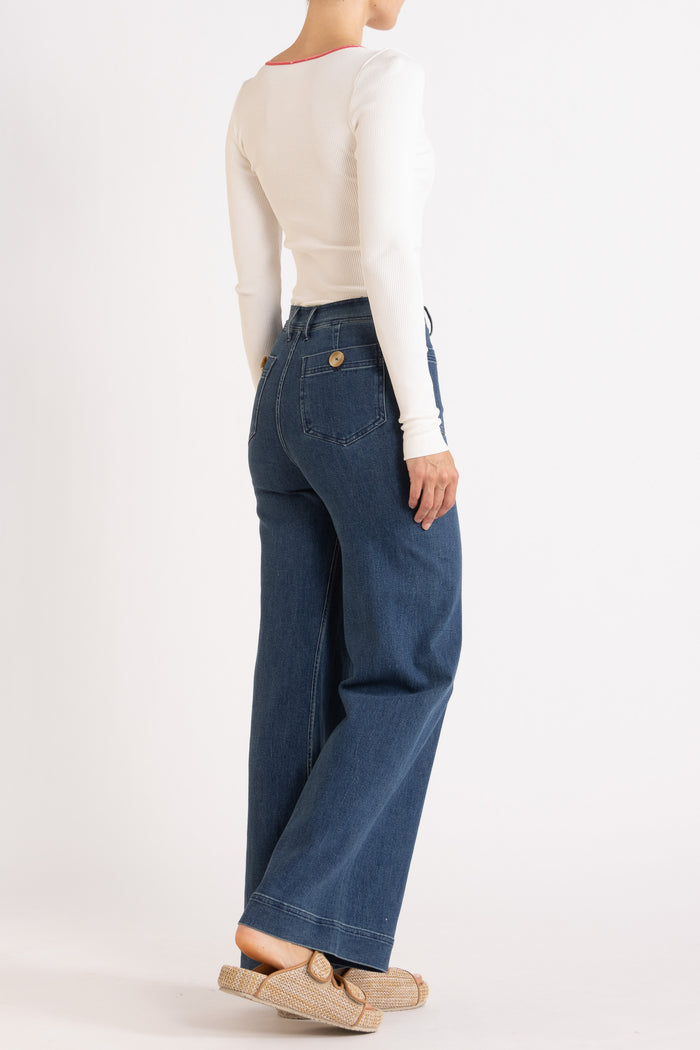 Carli Ribbed Silk-Cotton Long Sleeve Top