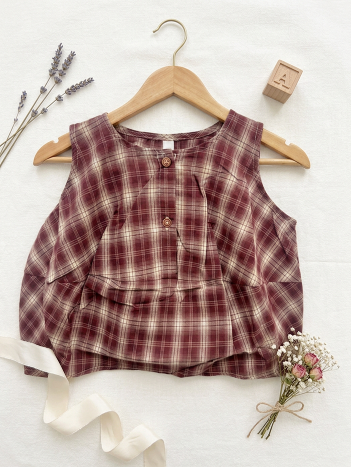 Checkered Peplum Top & Eyelet Ruffle Shorts Co-ord