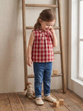 Classic Checkered Ruffle Collar Sleeveless Top