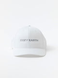 White cap with 'COZY EARTH' text on a white background |Color:White/Stone