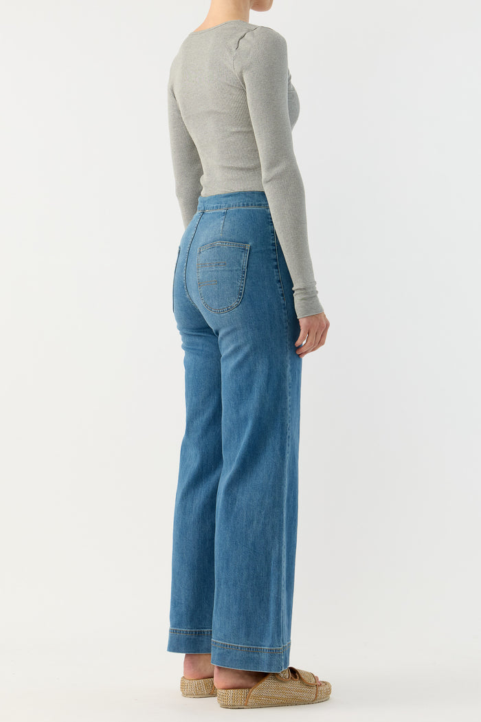 Clover Silk-Cotton Henley Long Sleeve Top