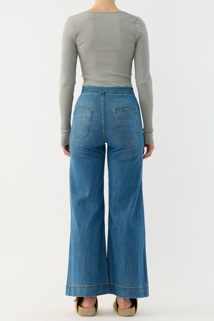 Clover Silk-Cotton Henley Long Sleeve Top