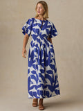 | Coastal Poplin Elia Smocked Dress - Summer Leaf | Faherty Brand