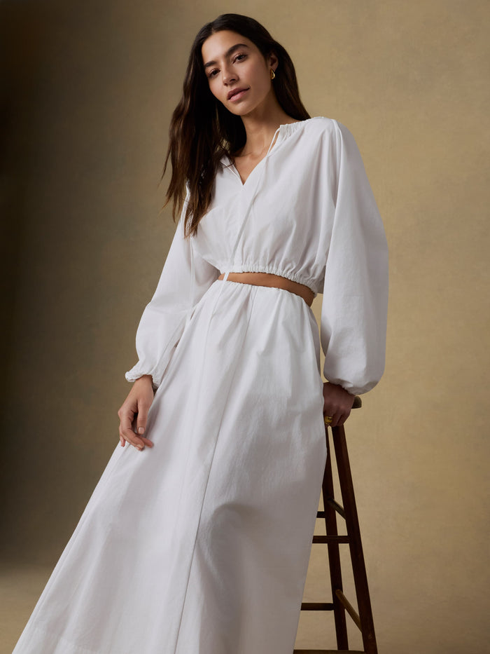 | Coastal Poplin Nera Skirt - White | Faherty Brand