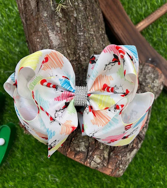 COLOR PENCIL/HAT PRINTED HAIR BOWS.  BW-DSG-811 4PCS/$10