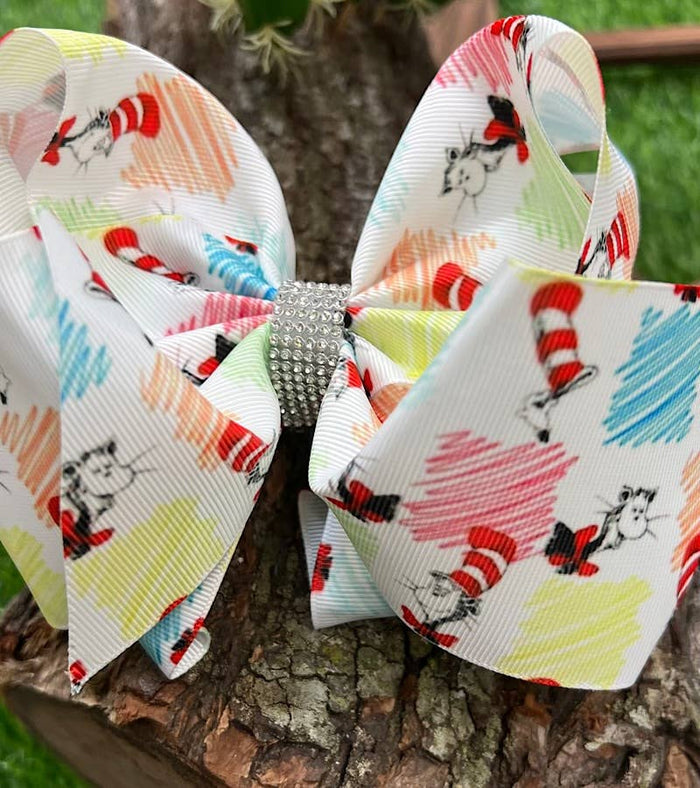 COLOR PENCIL/HAT PRINTED HAIR BOWS.  BW-DSG-811 4PCS/$10