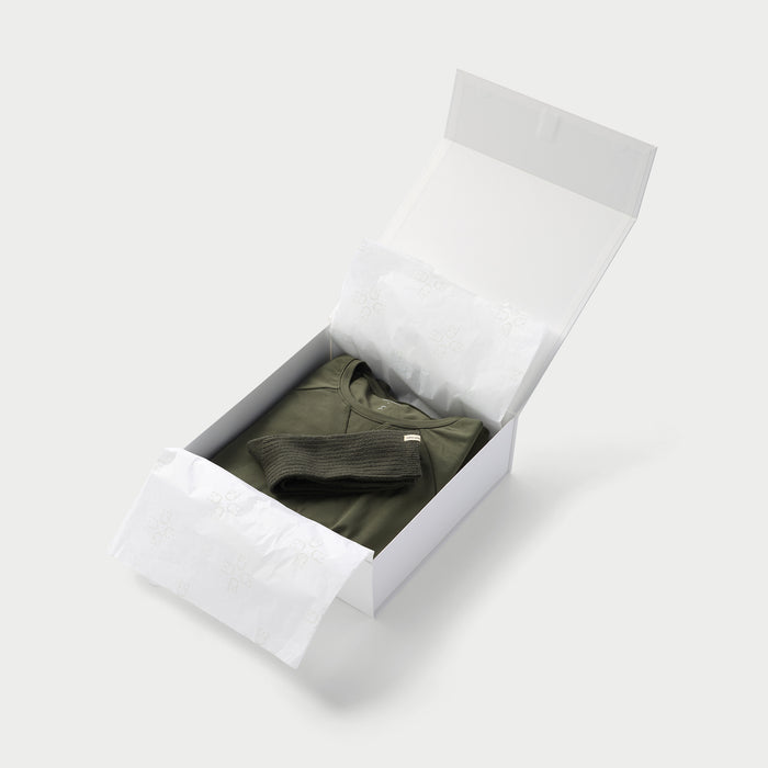 Small open gift box with cozy earth products inside |Size:Small