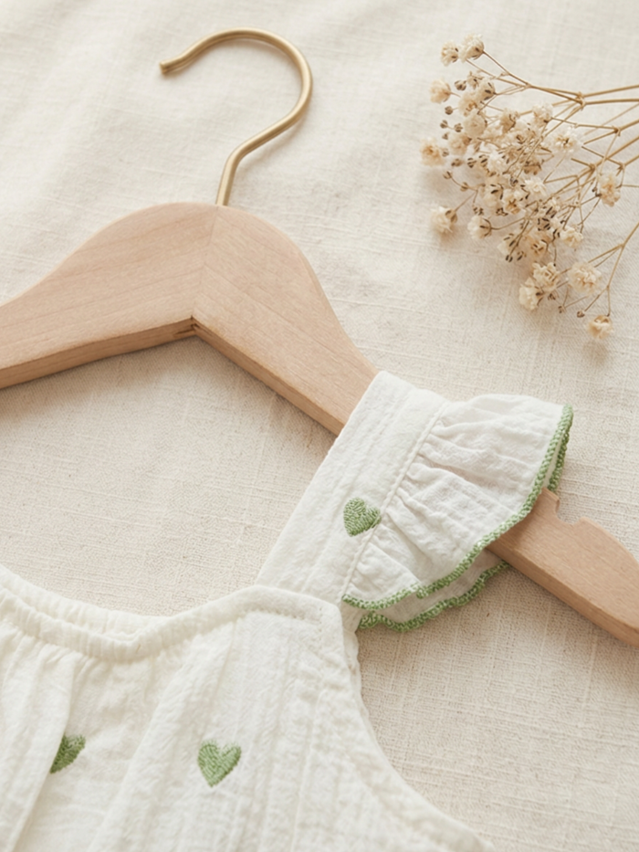 Cream Floral Embroidered Tiered Frill Dress