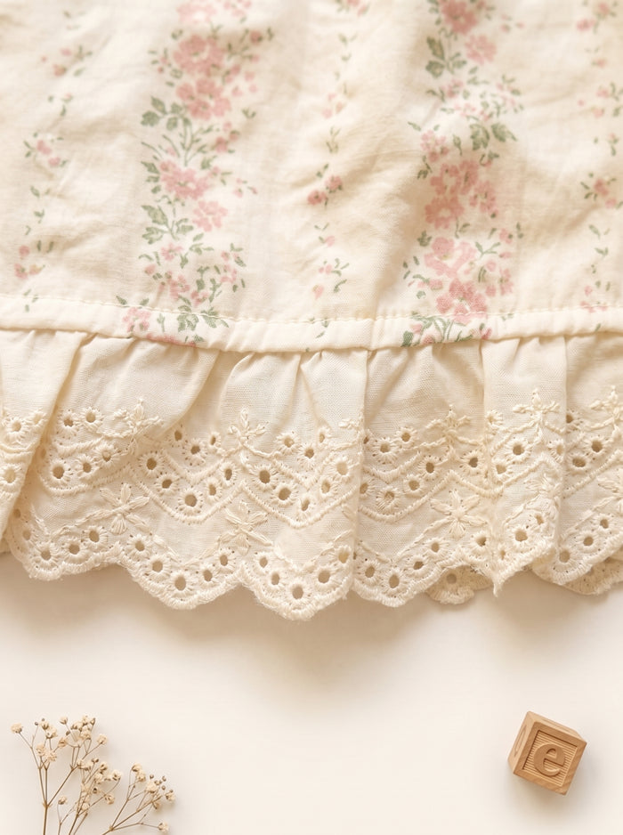 Cream Floral Puff Sleeve Top