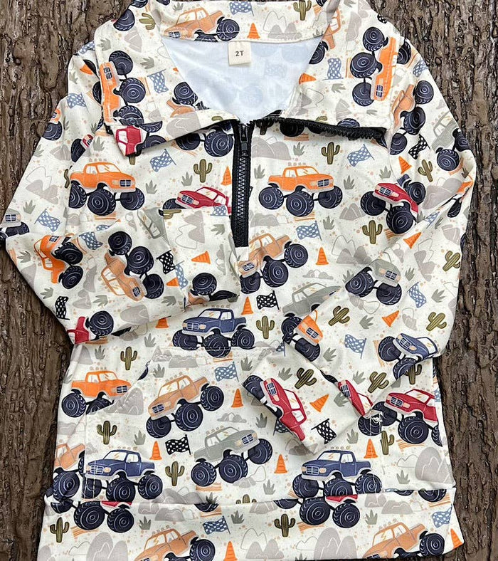 Desert truck printed pull over sweatshirt. BT0505-2-SOL