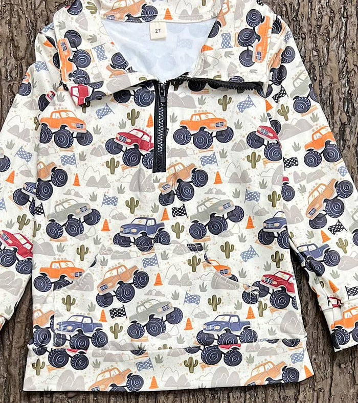 Desert truck printed pull over sweatshirt. BT0505-2-SOL