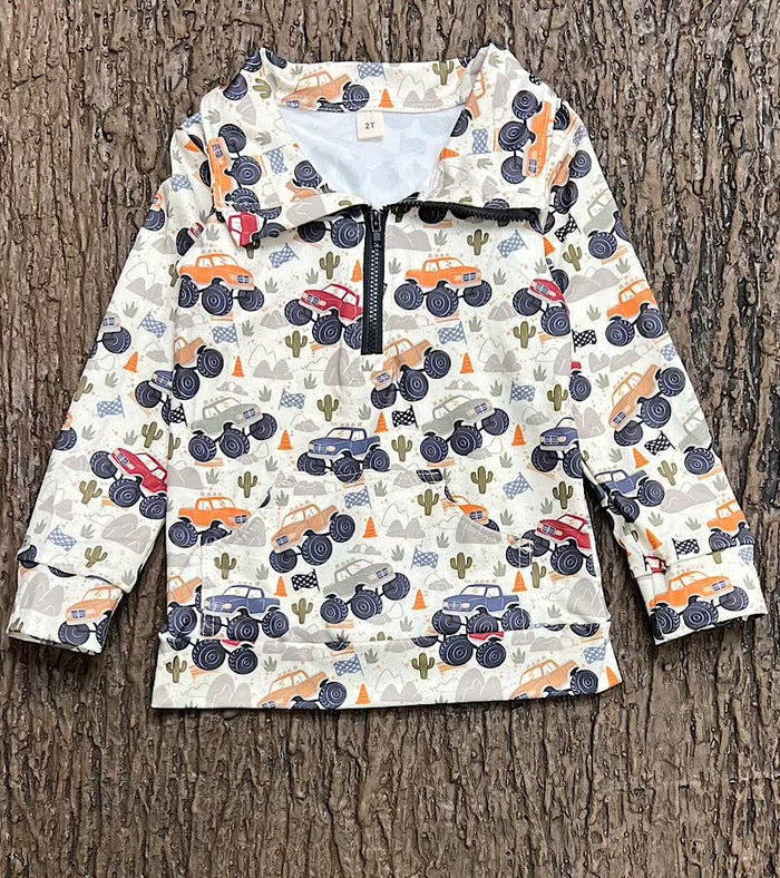 Desert truck printed pull over sweatshirt. BT0505-2-SOL