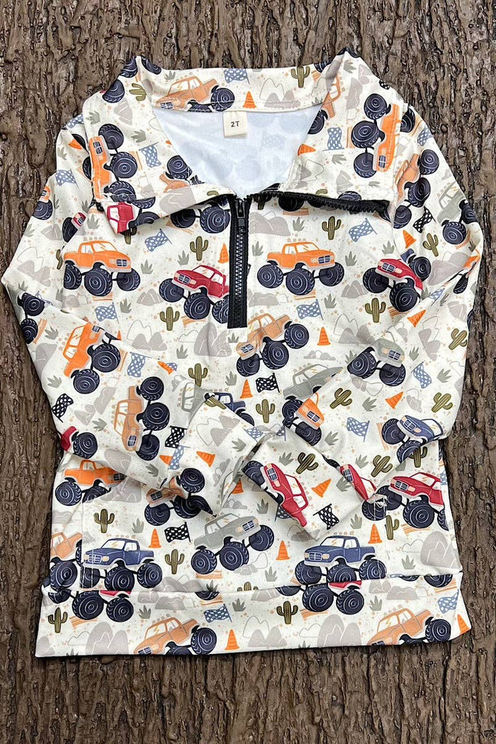 Desert truck printed pull over sweatshirt. BT0505-2-SOL