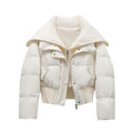 Designer Knit Patchwork Large Lapel Cotton Coat For Women