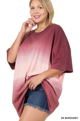 Dip Dye Drop Shoulder Oversized Top