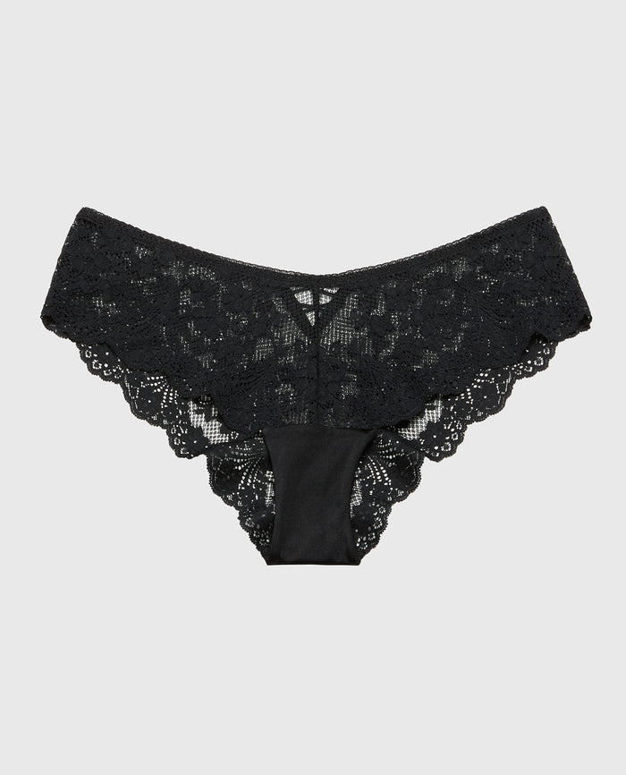 Diva Cheeky Panty with Timeless Lace in Tuxedo Black