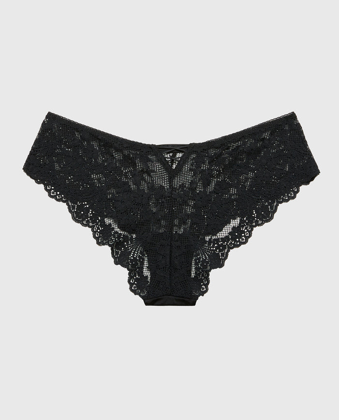 Diva Cheeky Panty with Timeless Lace in Tuxedo Black
