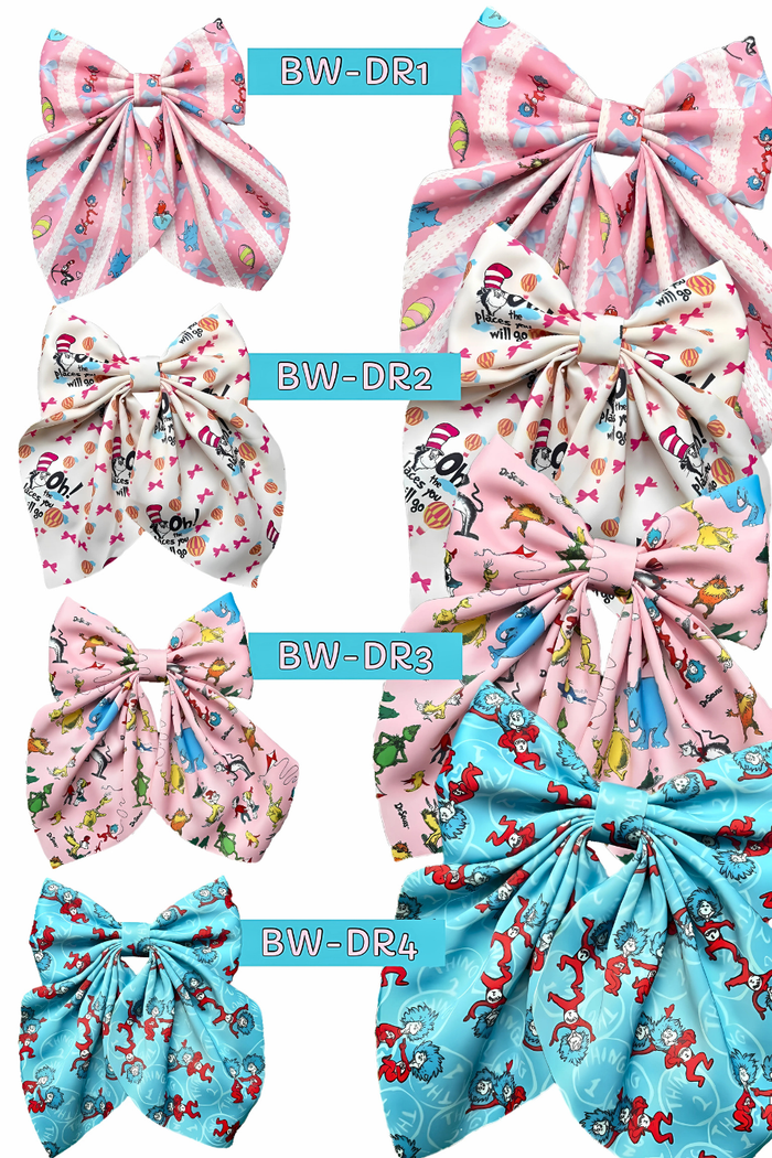 Dr.Seu** Character printed coquette hair bows. BW-2025-3
