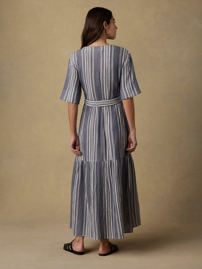 | Dune Cotton Gauze Marina Dress - Sea Breeze Stripe | Faherty Brand