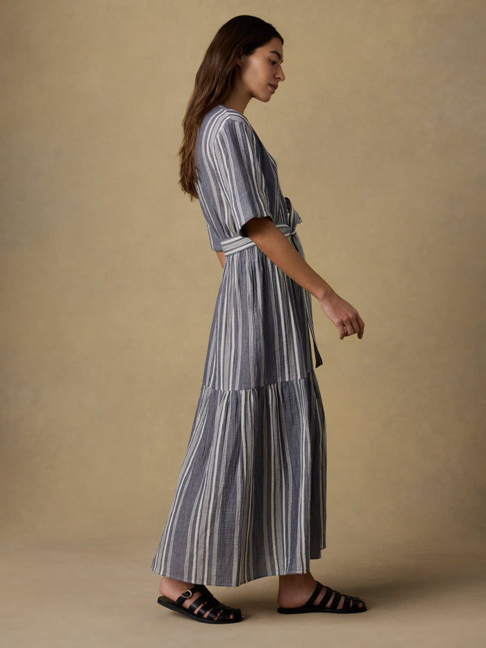 | Dune Cotton Gauze Marina Dress - Sea Breeze Stripe | Faherty Brand