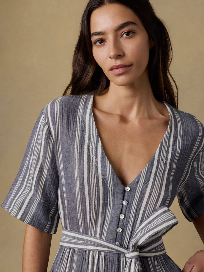 | Dune Cotton Gauze Marina Dress - Sea Breeze Stripe | Faherty Brand