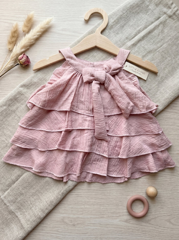 Dusty Pink Tiered Ruffle Halter Set