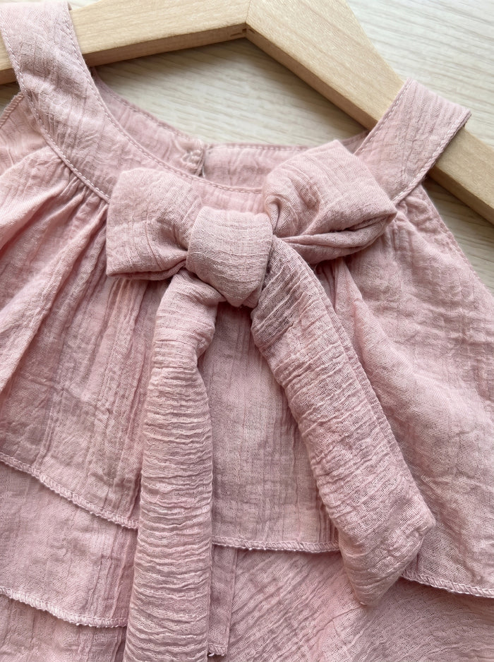 Dusty Pink Tiered Ruffle Halter Set