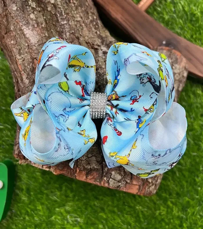 ELEPHANT CHARACTER PRINTED HAIR BOW. BW-DSG-814 4PCS/$10