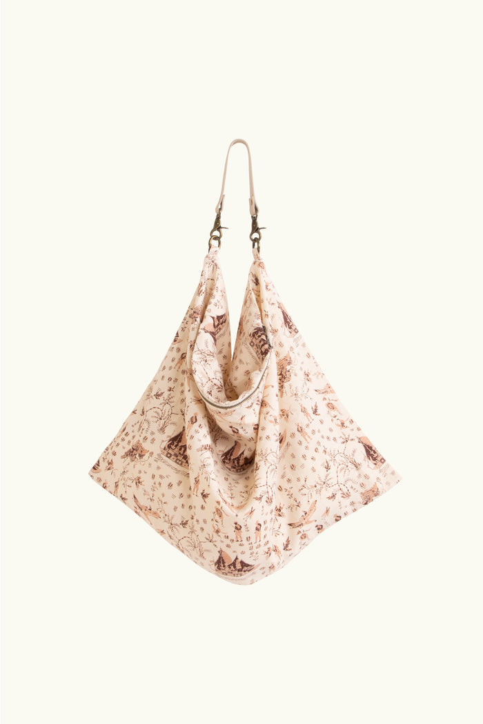 Cream tote bag in a rouge FLANNEL limited edition Sinclair Print