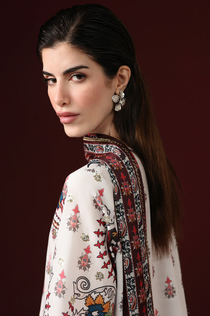EMBROIDERED RAW SILK UR-7088