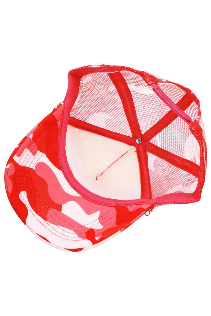 Faux Pearl Chain Foam Mesh Trucker Hat